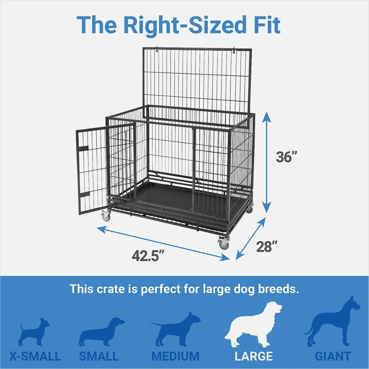 Frisco Ultimate Lightweight Heavy Duty Foldable and Stackable Steel Metal Single Door Dog Crate