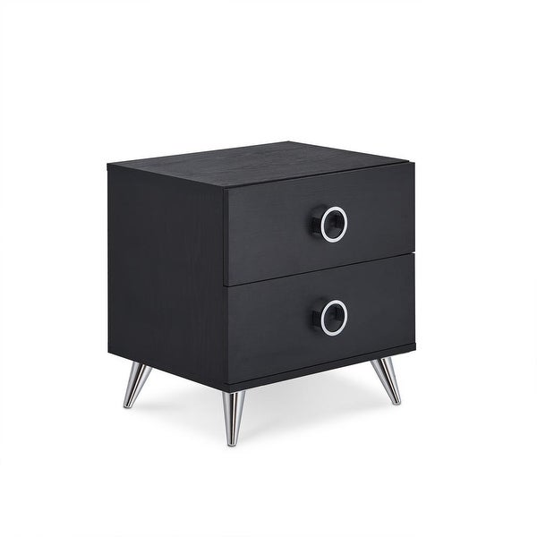 Aoolive Bedroom Nightstand with Drawers Night Table in Black - - 35569461