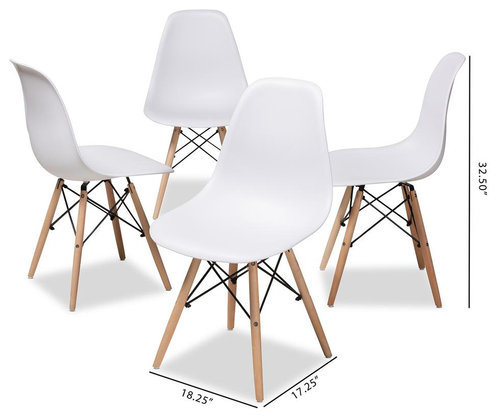 Sydnea Mid Century Modern White Acrylic Brown Wood Finished Dining Chair...   Midcentury   Dining Chairs   by BisonOffice  Houzz