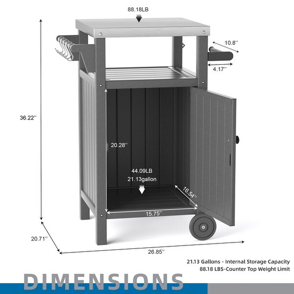 Outdoor Grilling Table with Storage，Stainless Steel Countertop Kitchen Island Cart，Outdoor Grill Table for BBQ，Patio