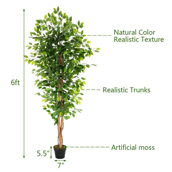 6FT Solid Wood 1260 Leaves Truncated Banyan Tree Simulation Tree