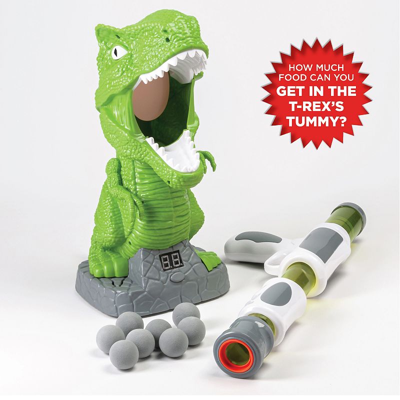 Discovery Kids Hungry T-Rex Feeding Game， Carnival Style Shooting Competition For Kids， Includes 8 Indoor Safe Foam Balls With Air Launcher