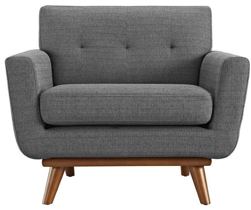 Hawthorne Collection Upholstered Accent Chair in Gray   Midcentury   Armchairs And Accent Chairs   by Homesquare  Houzz