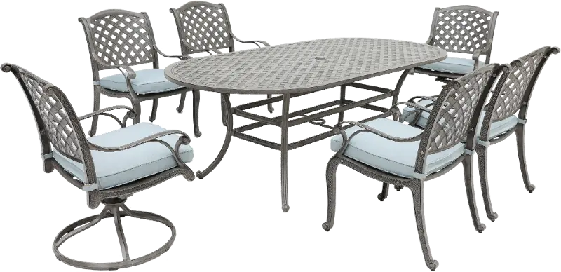 Macan Gray Metal 7 Piece Outdoor Patio Dining Set