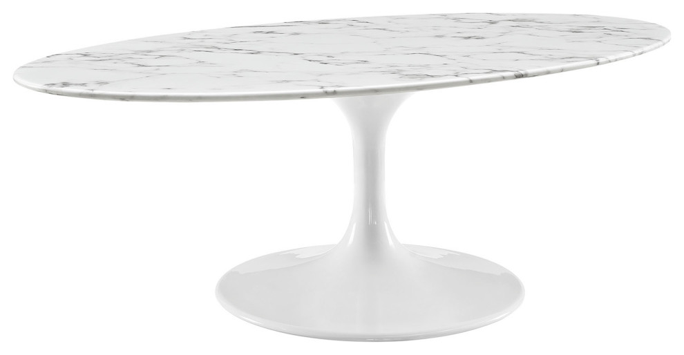 Lippa 48 quotOval Shaped Artificial Marble Coffee Table   Midcentury   Coffee Tables   by GwG Outlet  Houzz