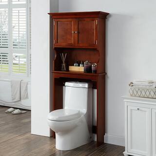 Home Decorators Collection Hampton Harbor 24.25 in. W x 66.5 in. H x 10.5 in. D Brown Over-the-Toilet Storage BF-21015-SQ