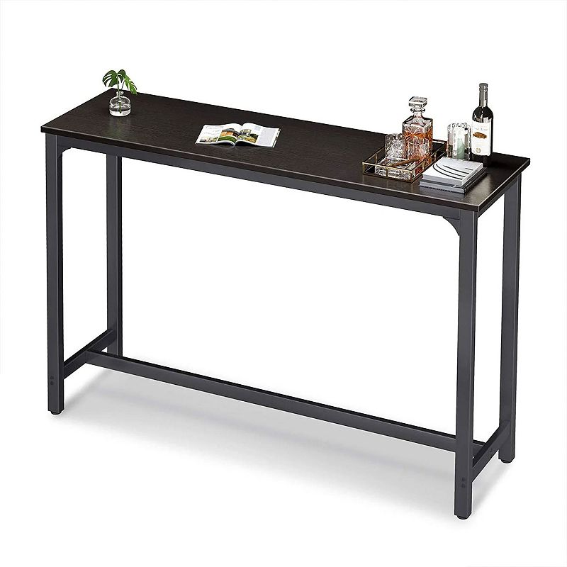 ODK 55 Inch Rectangular Modern Bar and Height Pub Table with Metal Legs， Black