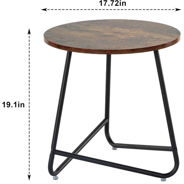 Small Round End Table，Indoor and Outdoor (Brown)