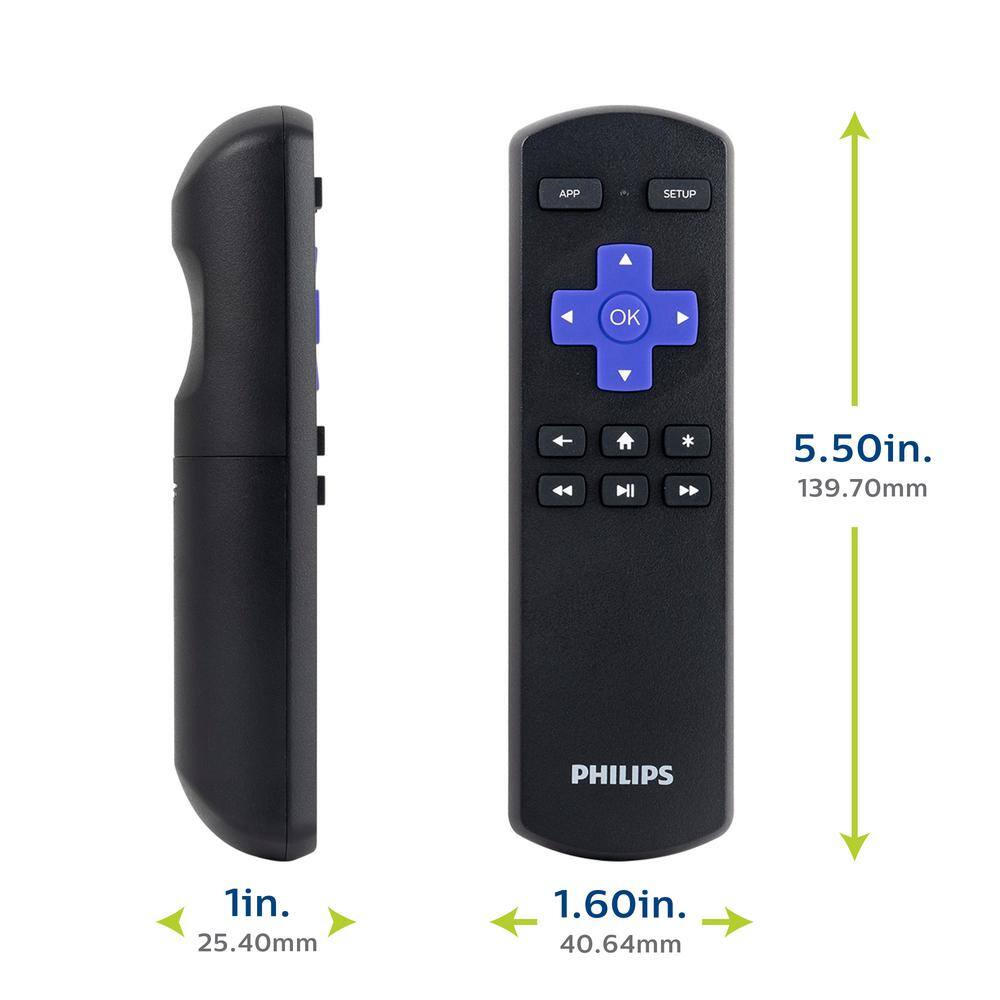 Philips Roku Replacement TV Remote Control in Black SRP6120R27