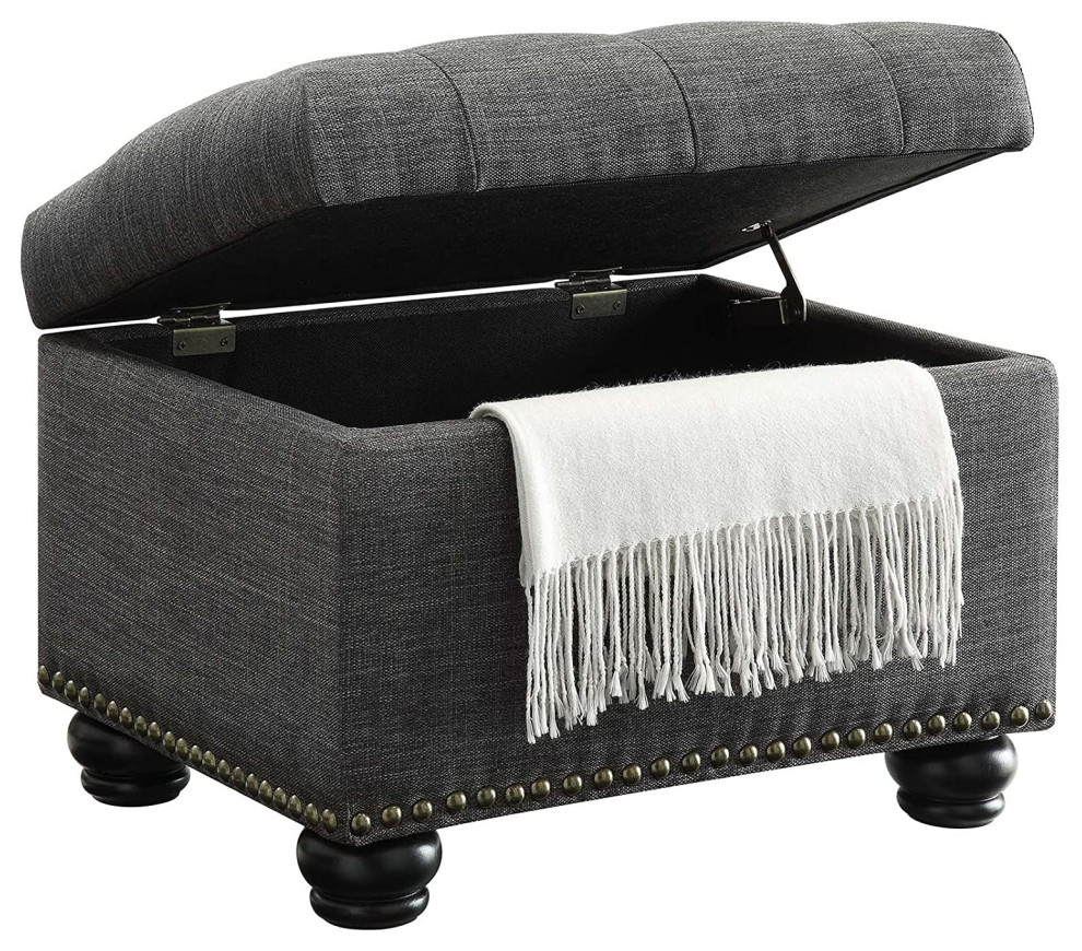 Elegant Button Tufted Storage Ottoman   Transitional   Footstools And Ottomans   by Imtinanz  LLC  Houzz