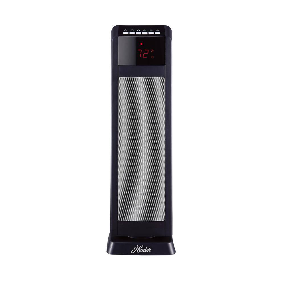 Hunter 24 in. 1500-Watt Digital Ceramic Tower Heater with Remote Control HPQ15C-EA