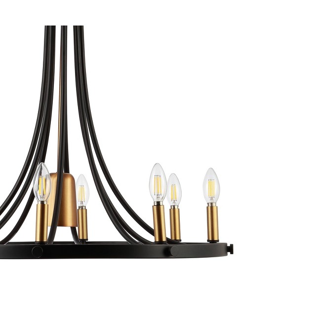 9 light Led Adjustable Iron Urbanna Transitional Modern Chandelier Black gold Jonathan Y