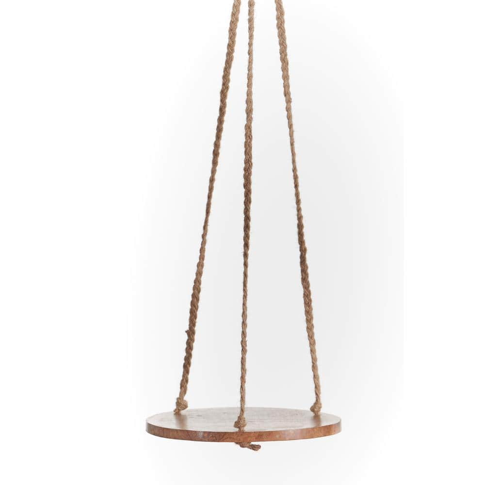 Primitive Planters 10 in. Hanging Wooden Round - Jute 9697