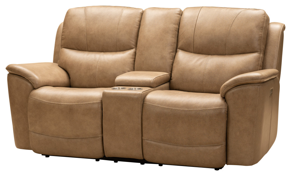 Barcalounger Kaden Power Reclining Console Loveseat Elliott Taupe   Contemporary   Loveseats   by Beyond Design  ampMore  Houzz