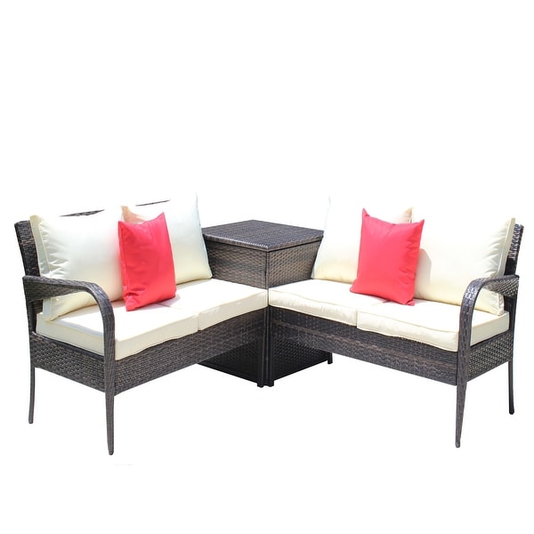 Modern 3 Piece Wicker Rattan Sectional Set