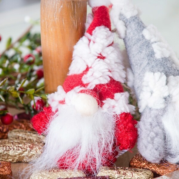 AandB Home Gnomes with Snowflake Patterned Hat in Wooden Crate