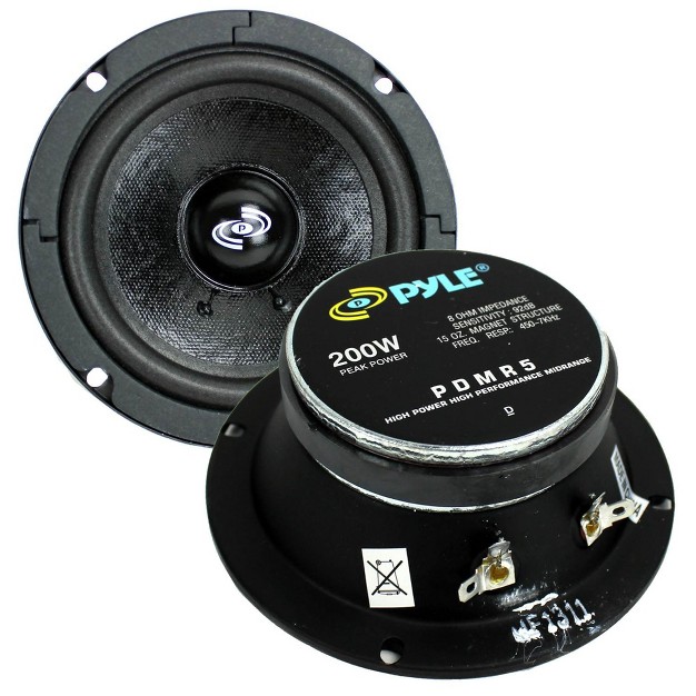 Pyle 5 x27 x27 200w 8 Ohms Mid Bass Mid Range Car Speaker Woofer Driver W 450hz To 7khz Frequency Response 92db Sensitivity amp Magnet Structure 2 Pack