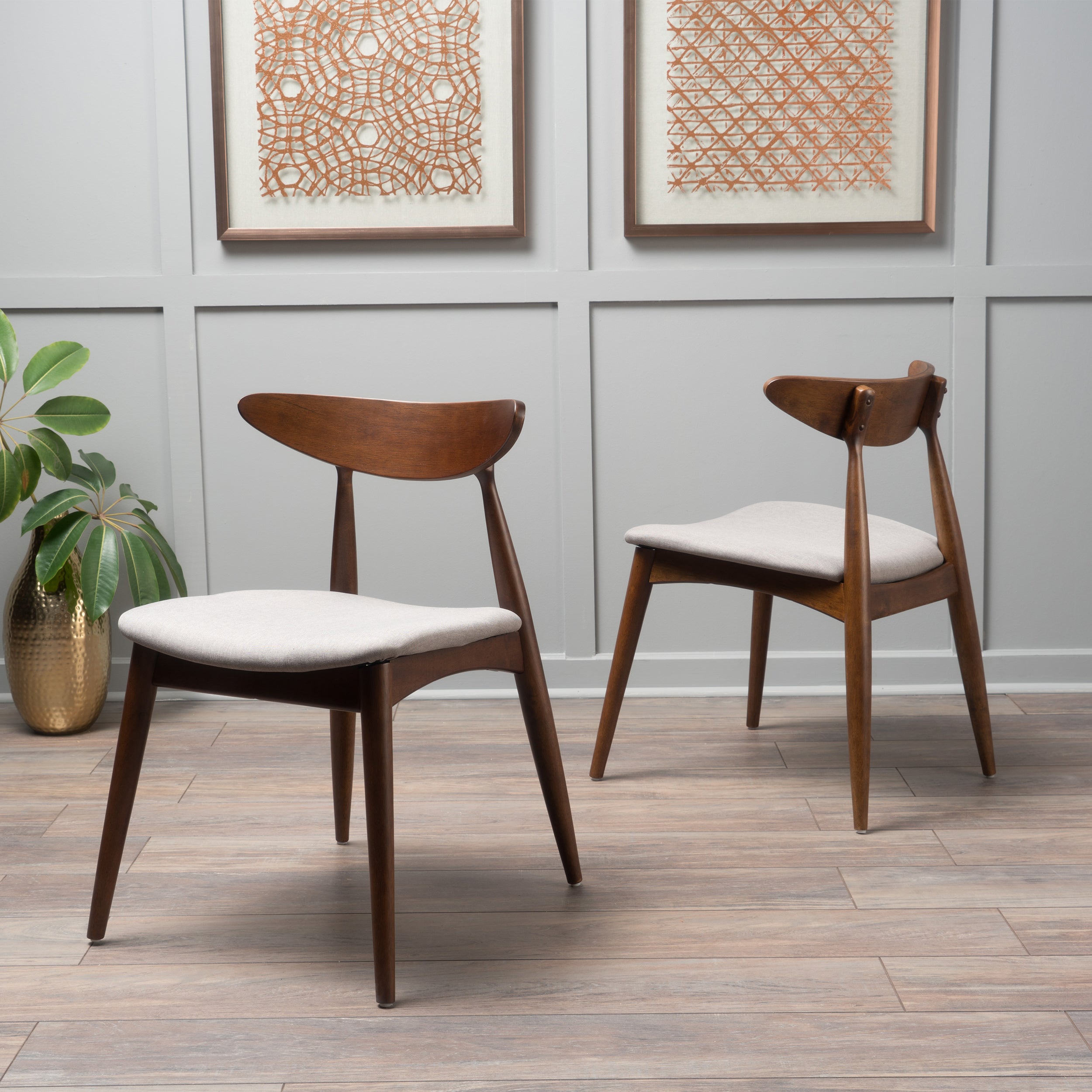 Issaic Mid-Century Modern Design Wood Dining Chairs (Set of 2)