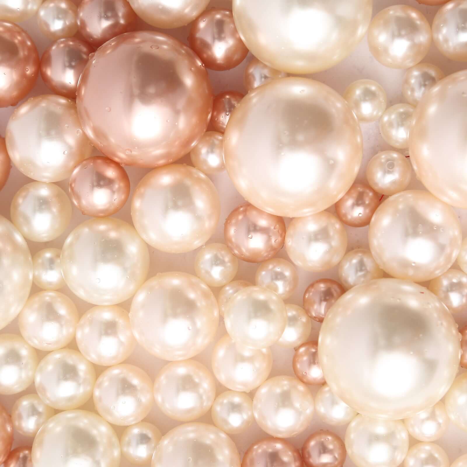 200Pcs Assorted Rose Gold and Off White Lustrous Faux Pearl Beads Vase Fillers, No Hole DIY Craft Bead Set