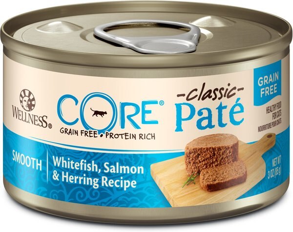 Wellness CORE Natural Grain-Free Whitefish Salmon and Herring Pate Canned Kitten and Cat Food