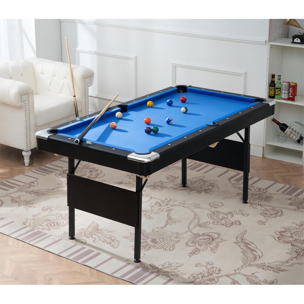 Velvet Pool Table Portable Billiards Table Children's Game Table with Billiard Balls Brush Triangle Rack and Chalk