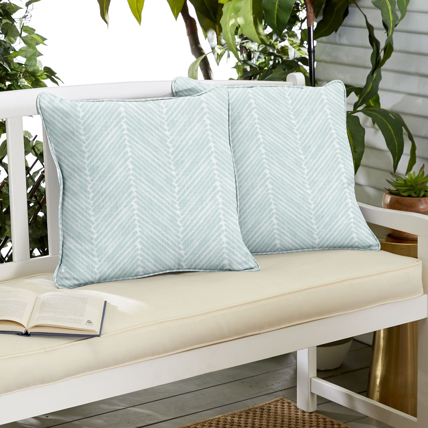 Sorra Home Outdoor/Indoor Corded Pillow Set of Two - 22 x 22