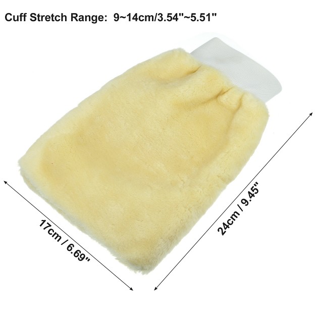 Unique Bargains Faux Wool Double Side Car Wash Mitt Washing Dusting Cleaning Glove Beige 1 Pc