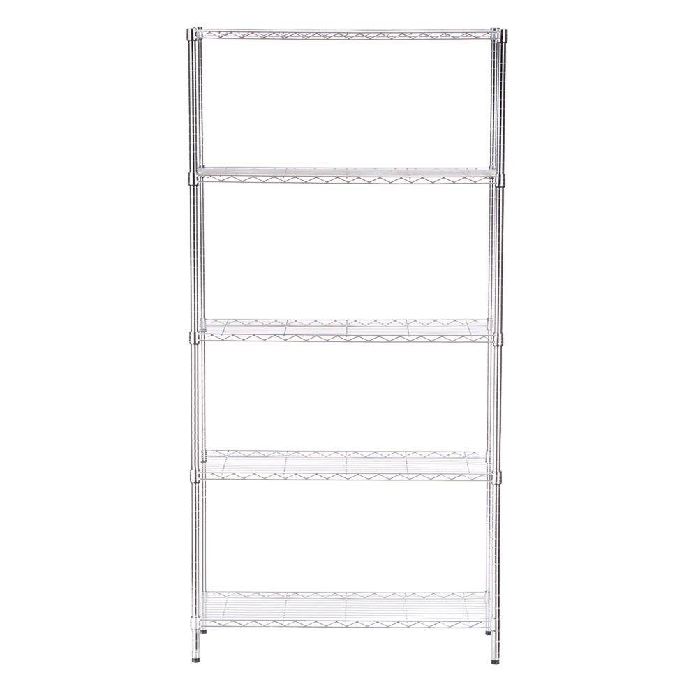 Honey-Can-Do Chrome 5-Tier Metal Wire Shelving Unit (14 in. W x 72 in. H x 36 in. D) SHF-01443