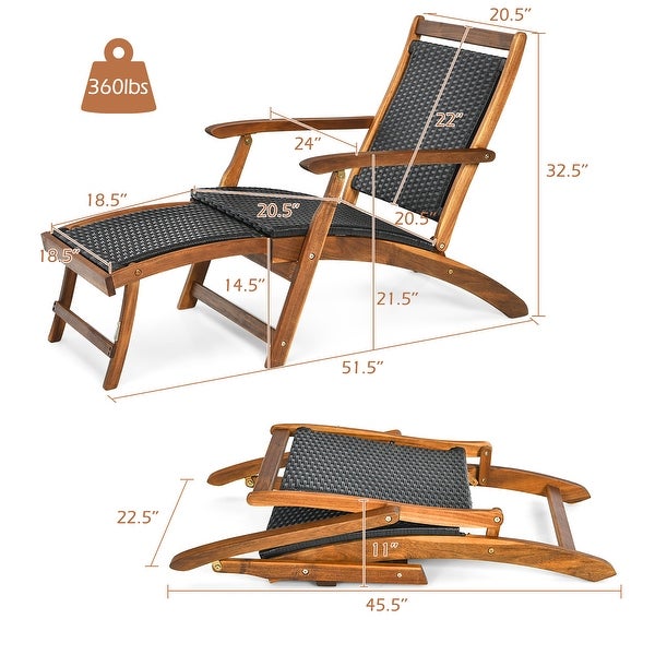 Wood Folding Chaise Lounge Chair Outdoor Foldable Chair - Overstock - 36732252