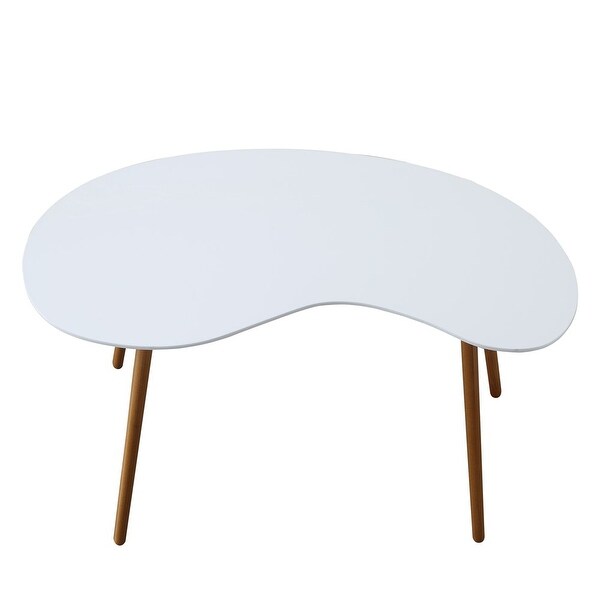 Oslo Bean Shaped Coffee Table， White/Natural