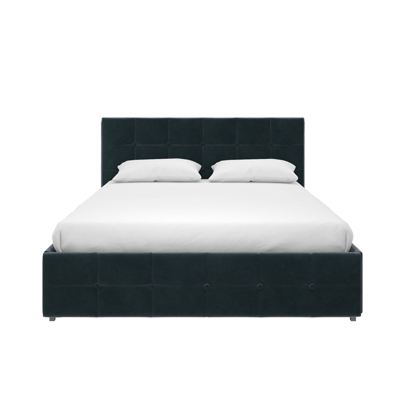 DHP Ryan Blue Velvet Upholstered Bed w/storage Queen