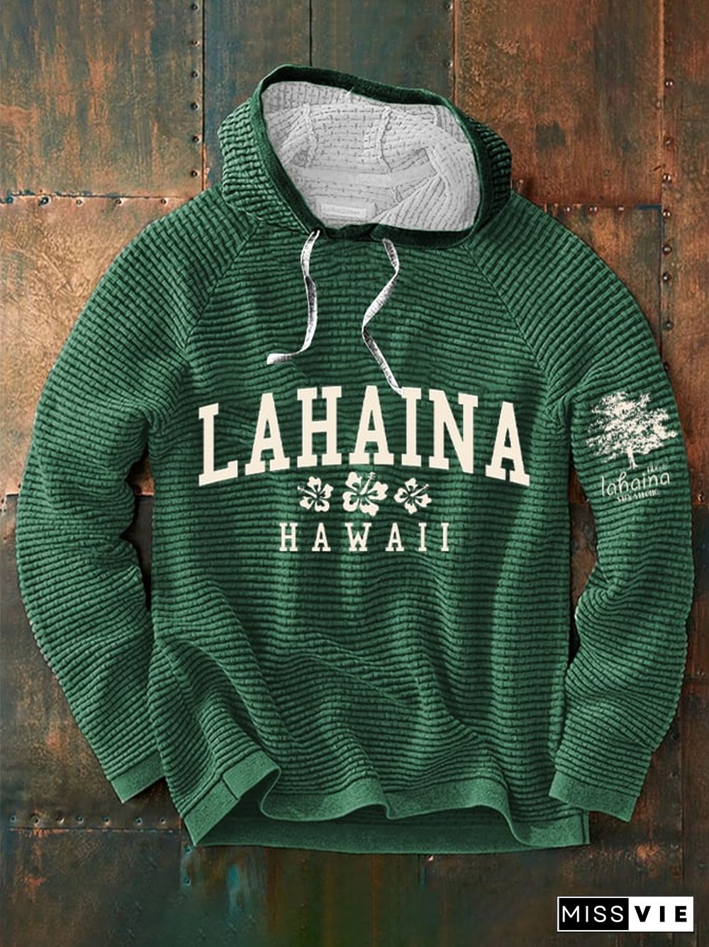 Men'sLahaina Strong Hawaii Tree of Life Aug 8 Hibiscus Print Waffle Hoodie