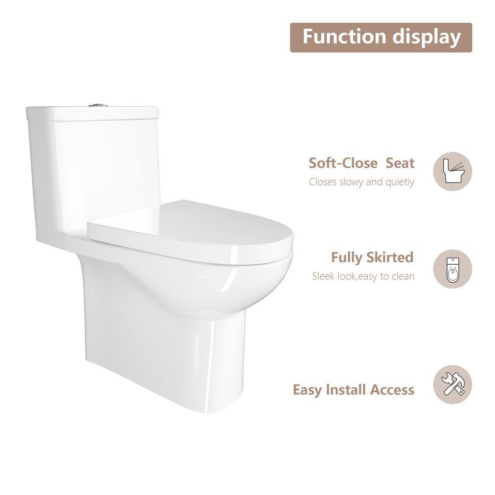 Tahanbath 12 in. Rough-In 1-piece 1.281.6 GPF Dual Flush Ceramic Elongated Toilet in White Seat Included W1243-W124342848-KXC