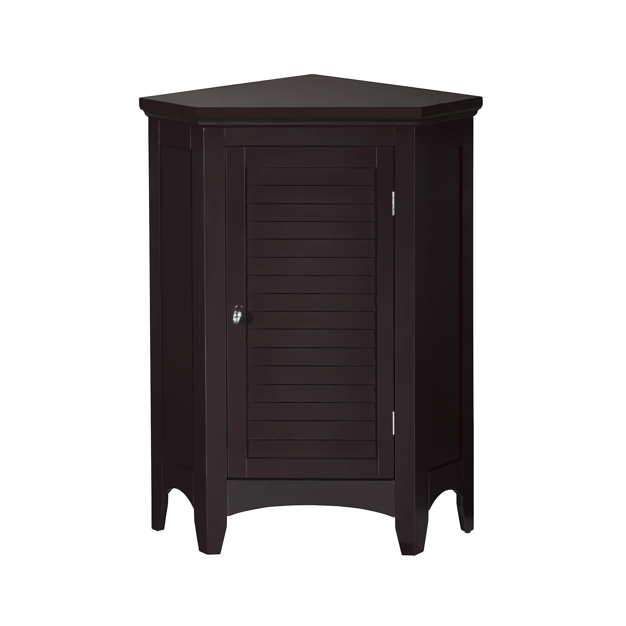 Teamson Home Glancy Wooden Corner Floor Cabinet with Shutter Door, Dark Brown