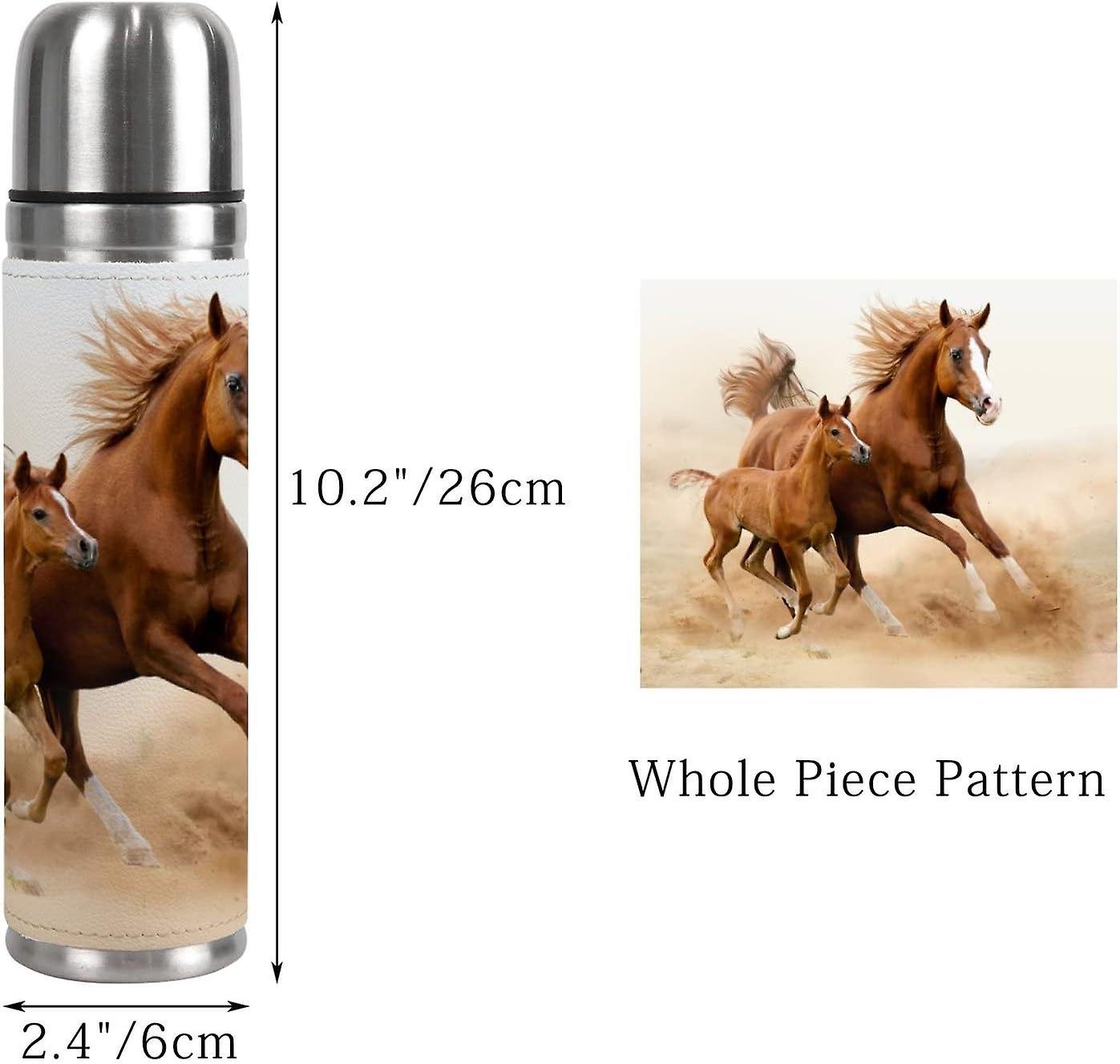 Insulated Mug Stainless Steel Water Bottle Horse Running With Child Outside Vacuum Cup Travel Mug For Office