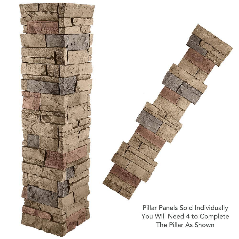 GenStone Stacked Stone 11.25 in. x 48 in. Desert Sunrise Faux Pillar Panel Siding PSSDSPP