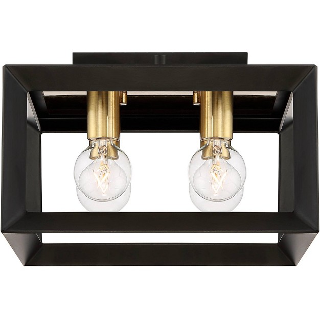 Wide Black Warm Gold 4 light Square Frame For Bedroom Kitchen