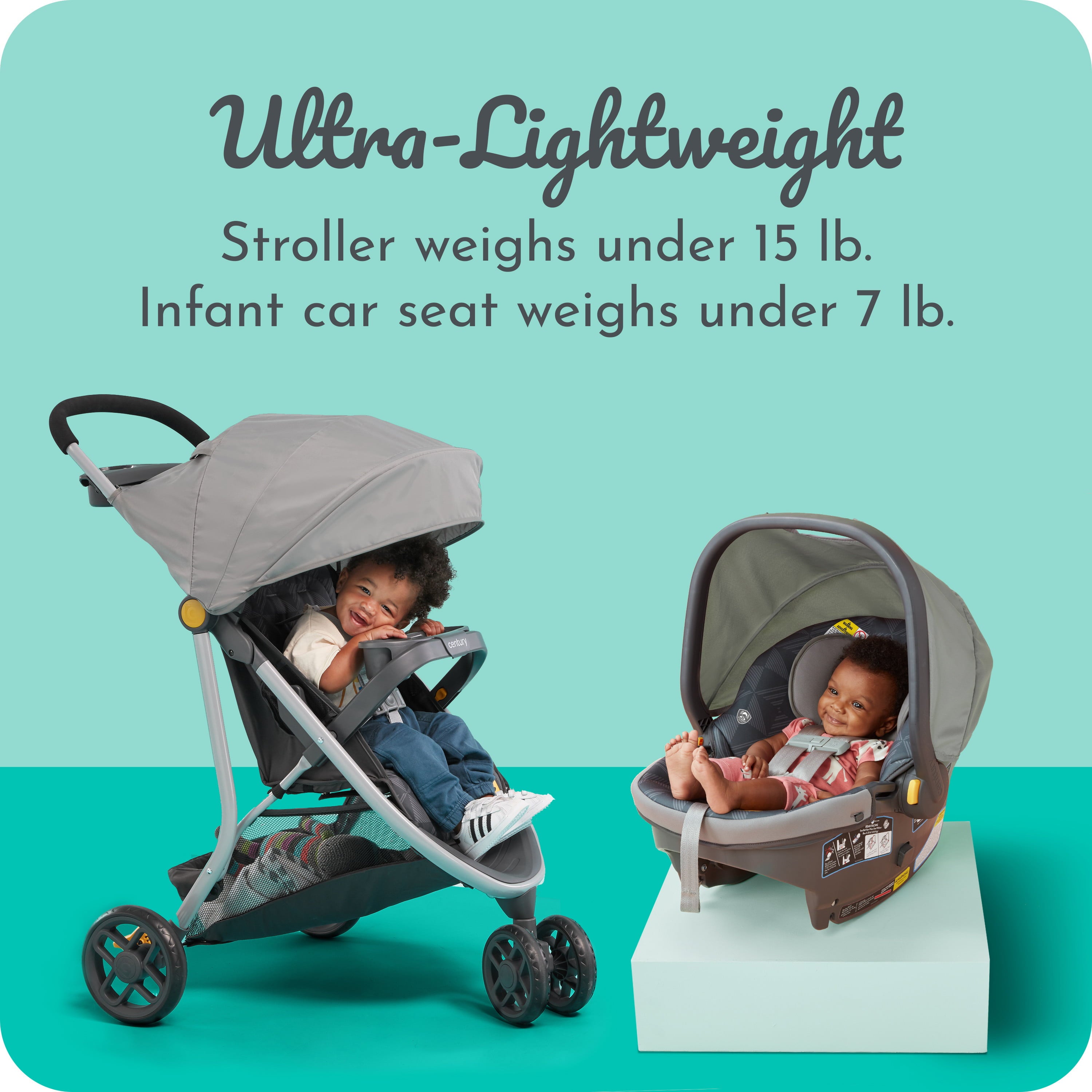 Century Stroll On 3-Wheel 2-in-1 Lightweight Travel System, Berry