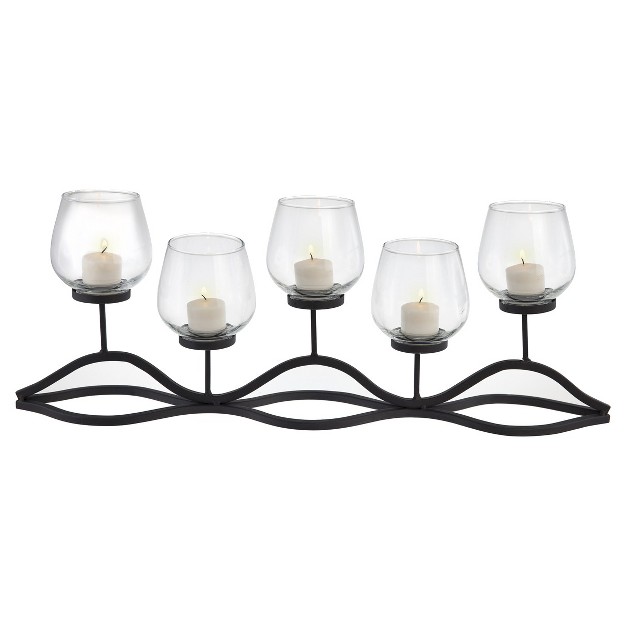 X 8 quot Decorative Iron 5 tealight Candle Holder Black Danya B