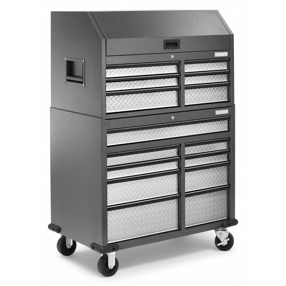 Gladiator 41 in. 15-Drawer Hammered Granite Mobile Tool Chest Combo GATC4115JG