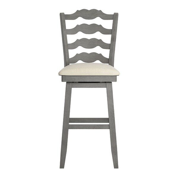 Sheena French Ladder Back Bar Height Swivel Stool， Antique White