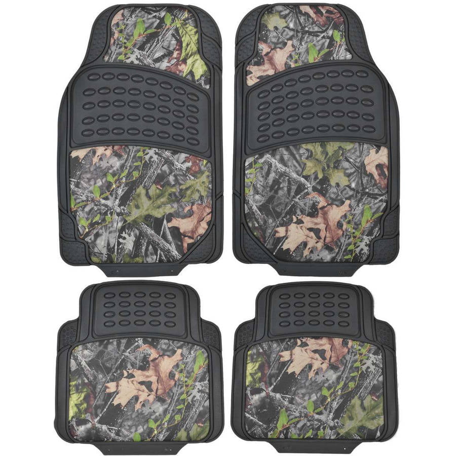 BDK Camouflage 4-Piece All Weather Waterproof Rubber Car Floor Mats， Fit Most Car Truck SUV， Trimmable， Heavy-Duty