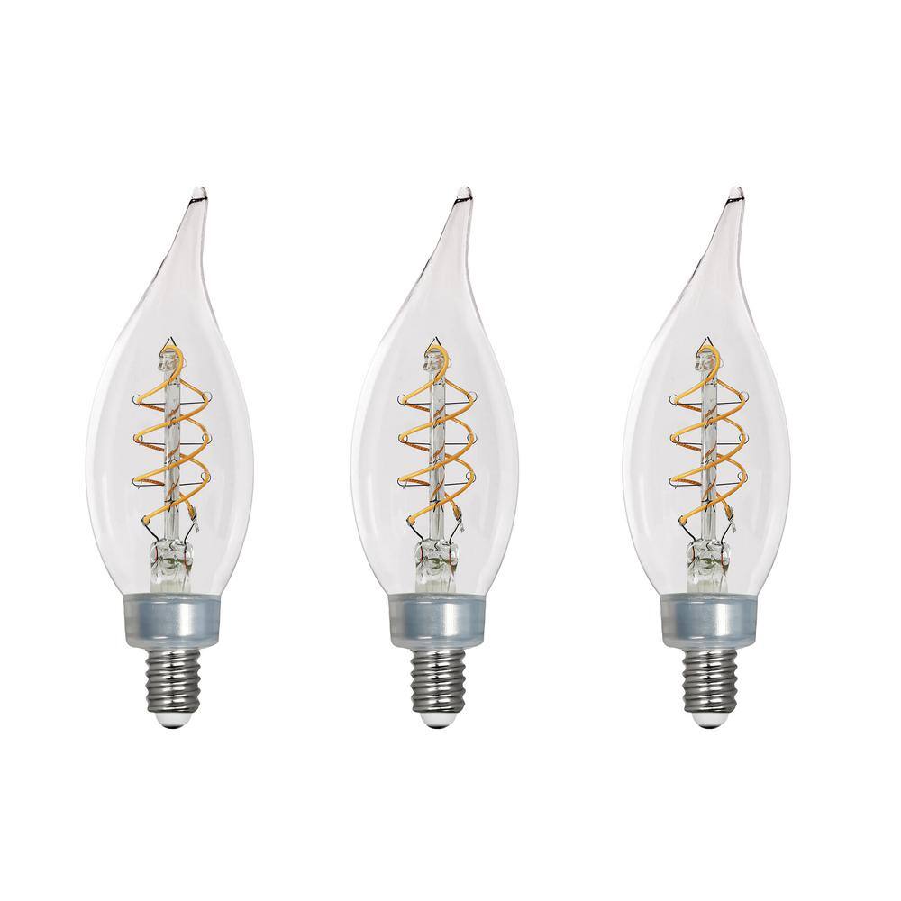 EcoSmart 40-Watt Equivalent BA11 Dimmable Candelabra E12 Fine Bendy Filament LED Vintage Edison Light Bulb Soft White (3-Pack) BA11C5E12827S