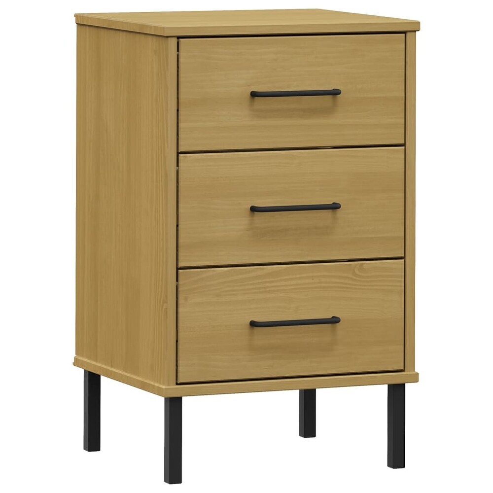 vidaXL Nightstand Storage Bedside Table with 3 Drawers Solid Pine Wood OSLO