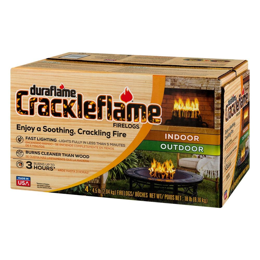 Duraflame Crackleflame 4.5 lb. Indoor/Outdoor Firelogs (4-Pack)， 3 Hour Burn 04537