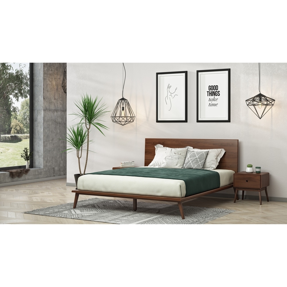 Modrest Carmen Mid Century Modern Walnut Bed