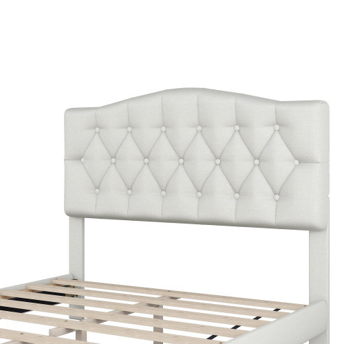 Upholstered Platform Bed with Saddle Curved Headbo...