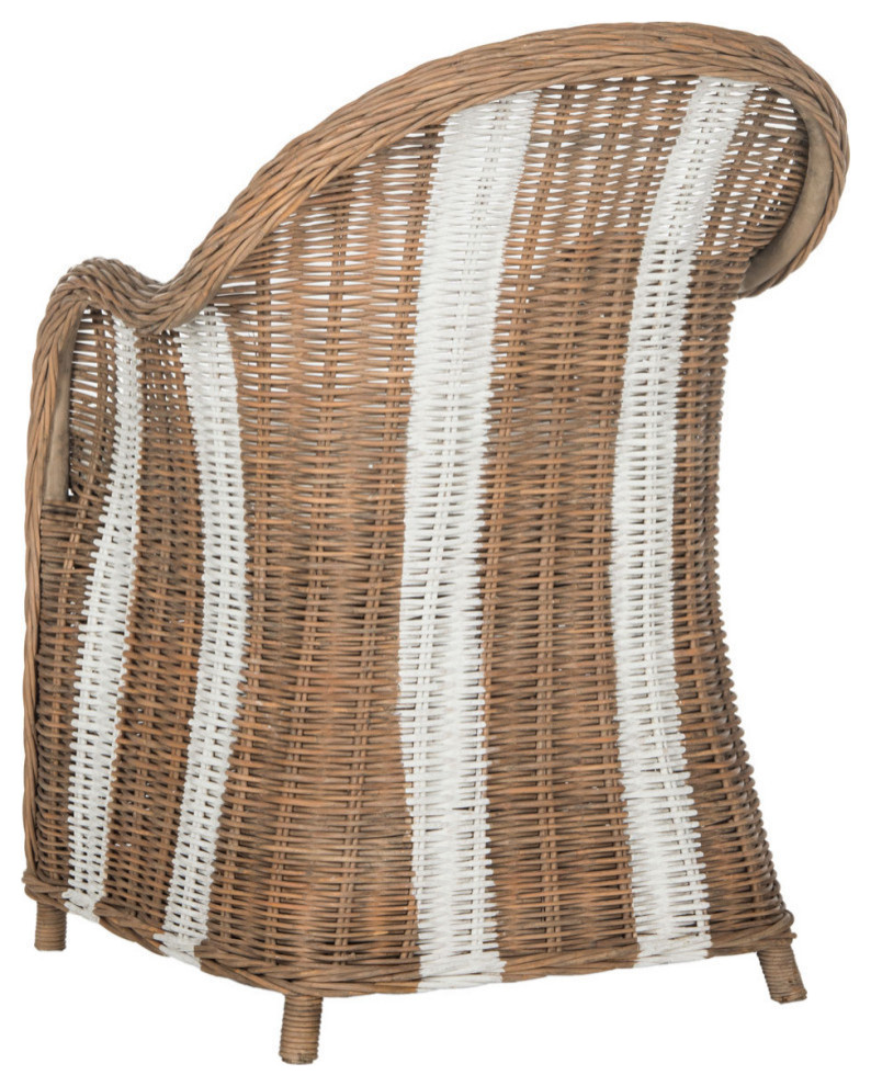 Emmie Striped Wicker Club Chair  Brown/White   Tropical   Armchairs And Accent Chairs   by Rustic Home Furniture Deco  Houzz