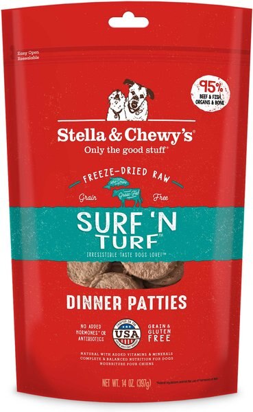 Stella and Chewy's Surf 'N Turf Dinner Patties Freeze-Dried Raw Dog Food