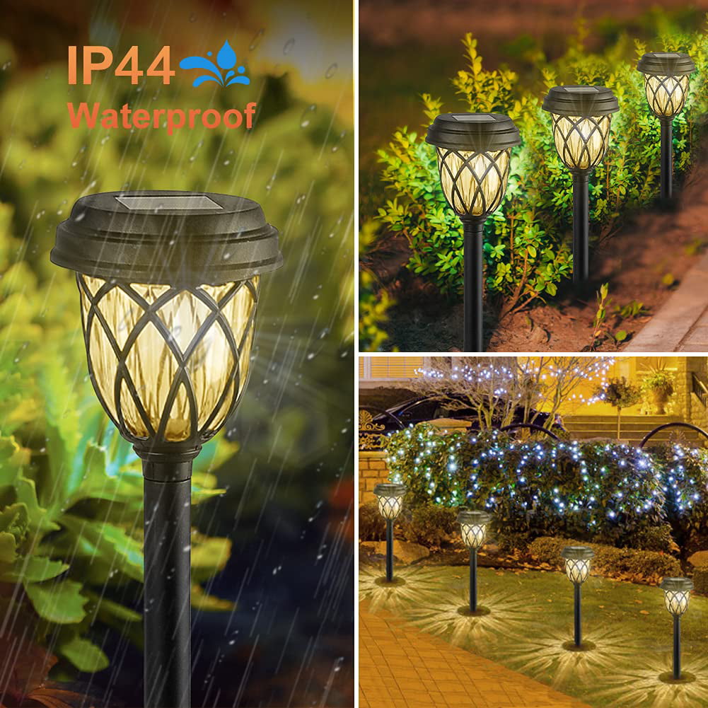 Koovon Solar Lights Outdoor， Bright Solar Garden Outdoor Lights， Waterproof Solar Powered Pathway Lights， Auto on/off Solar LED Landscape Lighting for Walkway Pathway Patio Yard， 6 Pack Warm White